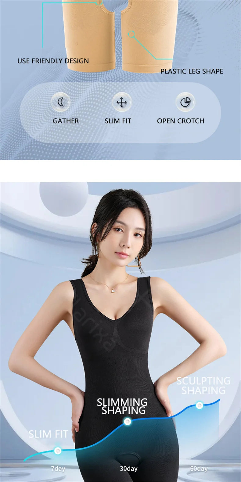 Plus Size Butt Lifter Bodysuit – Open Crotch Tummy Control