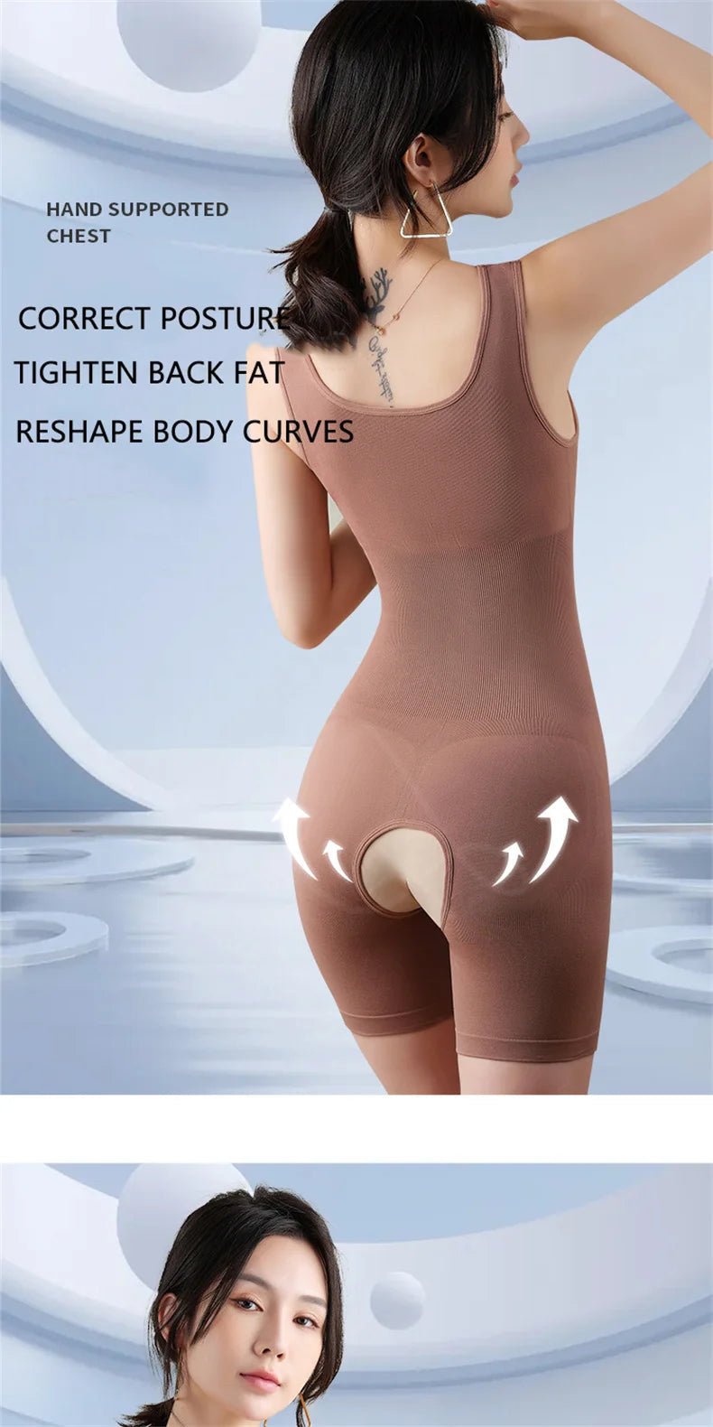 Plus Size Butt Lifter Bodysuit – Open Crotch Tummy Control