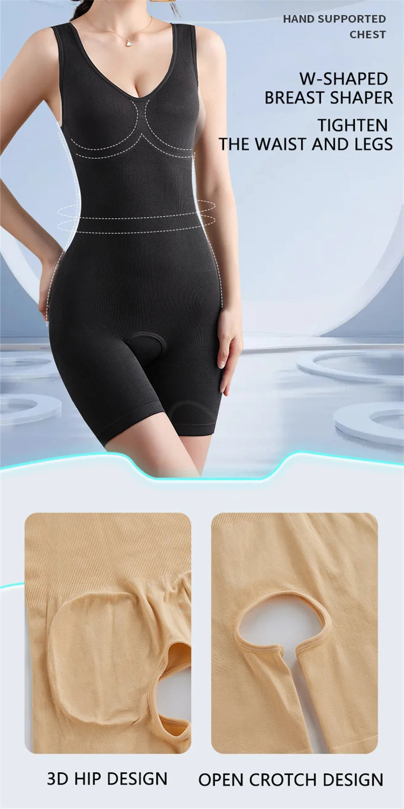 Plus Size Butt Lifter Bodysuit – Open Crotch Tummy Control