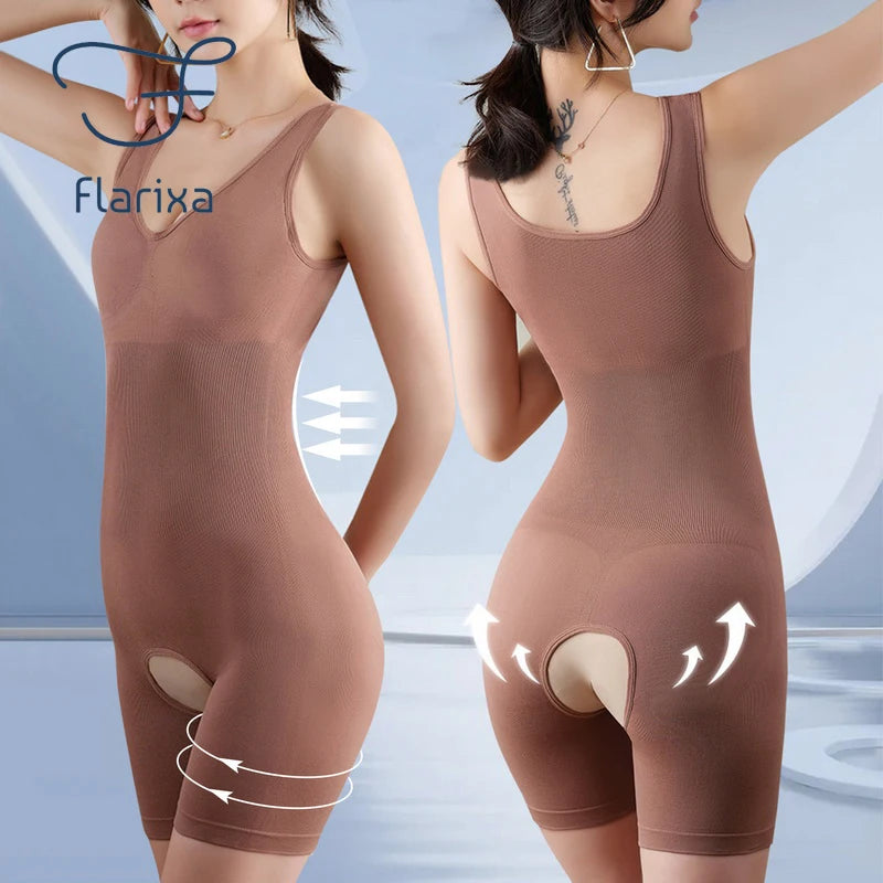 Plus Size Butt Lifter Bodysuit – Open Crotch Tummy Control
