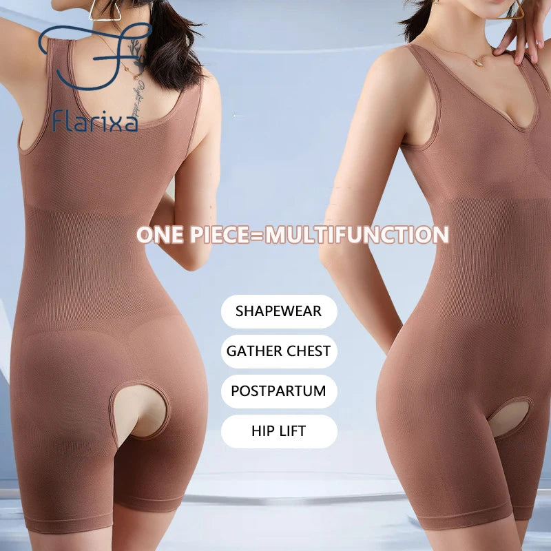 Plus Size Butt Lifter Bodysuit – Open Crotch Tummy Control
