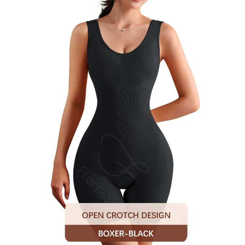 Plus Size Butt Lifter Bodysuit – Open Crotch Tummy Control