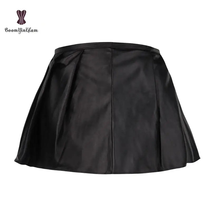 Plus Size Faux Leather Corset Dress – Gothic Punk Style with Zipper and Skirt