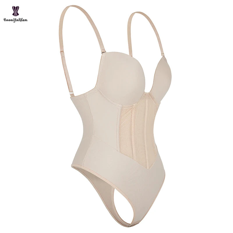Plus Size Seamless Waist Trainer Bodysuit with Adjustable Straps