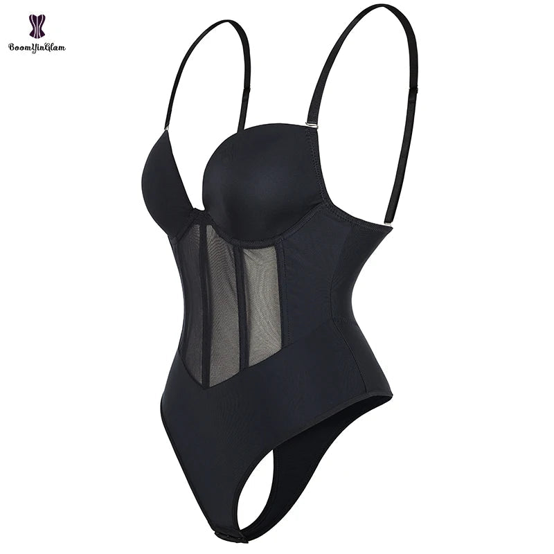 Plus Size Seamless Waist Trainer Bodysuit with Adjustable Straps