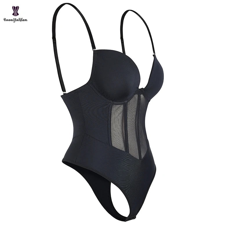 Plus Size Seamless Waist Trainer Bodysuit with Adjustable Straps