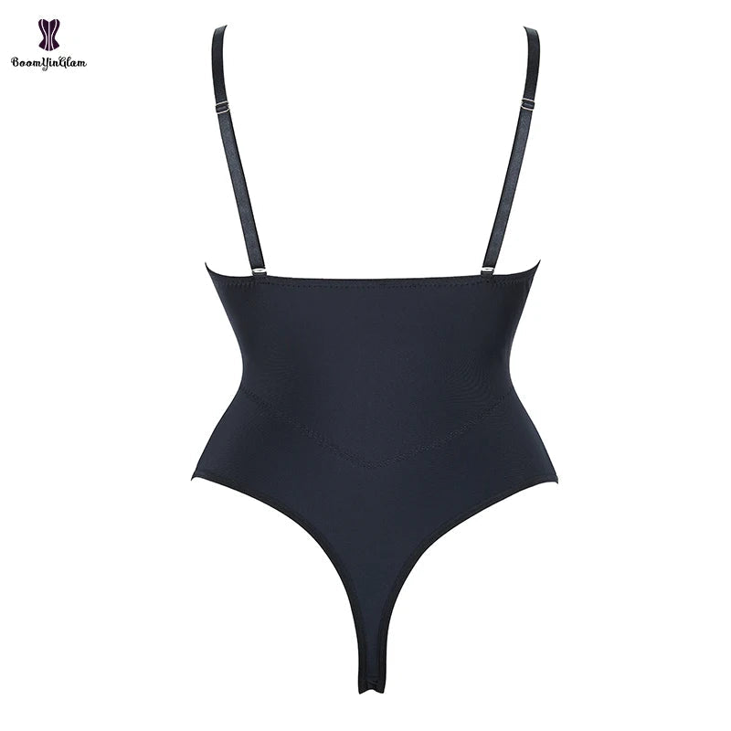Plus Size Seamless Waist Trainer Bodysuit with Adjustable Straps