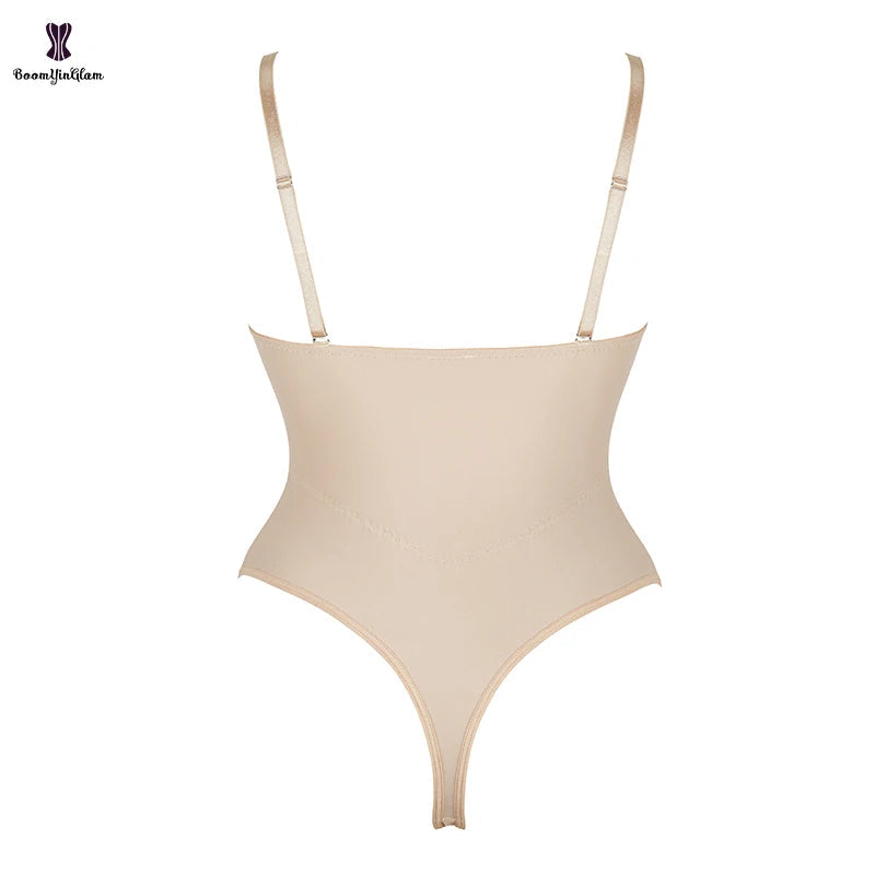 Plus Size Seamless Waist Trainer Bodysuit with Adjustable Straps