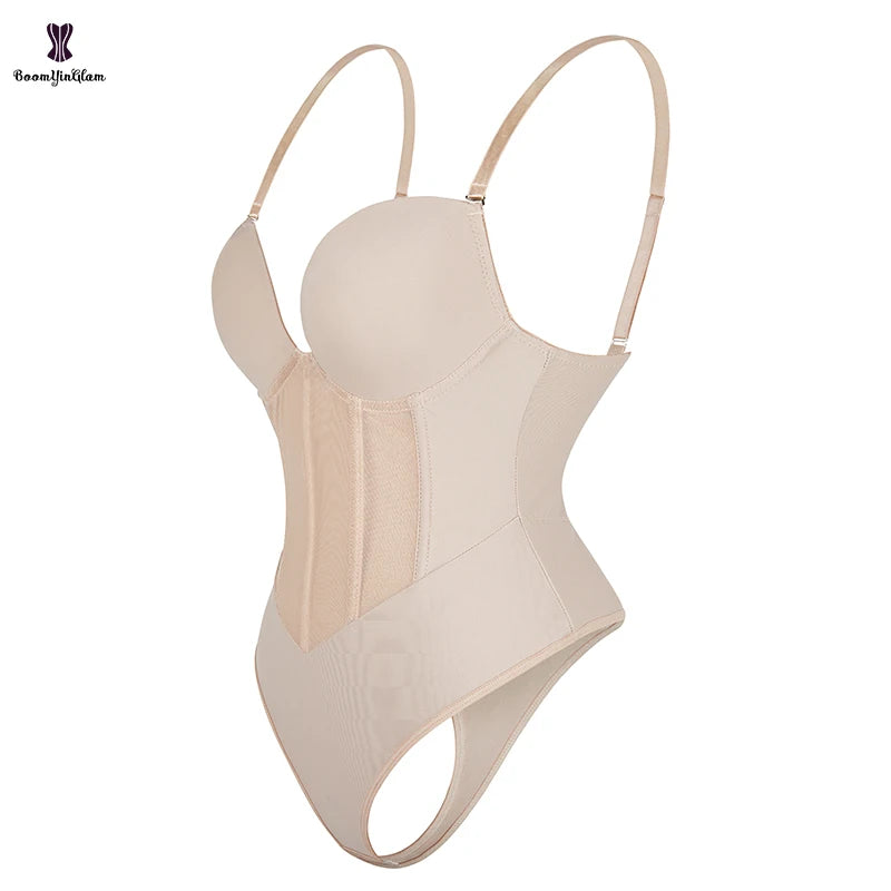 Plus Size Seamless Waist Trainer Bodysuit with Adjustable Straps