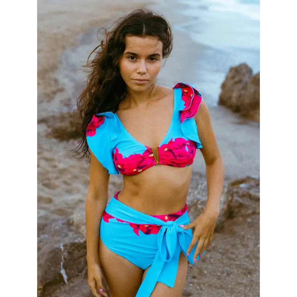 Push-Up Padded Bra Ruffles Bandage Bikini Set