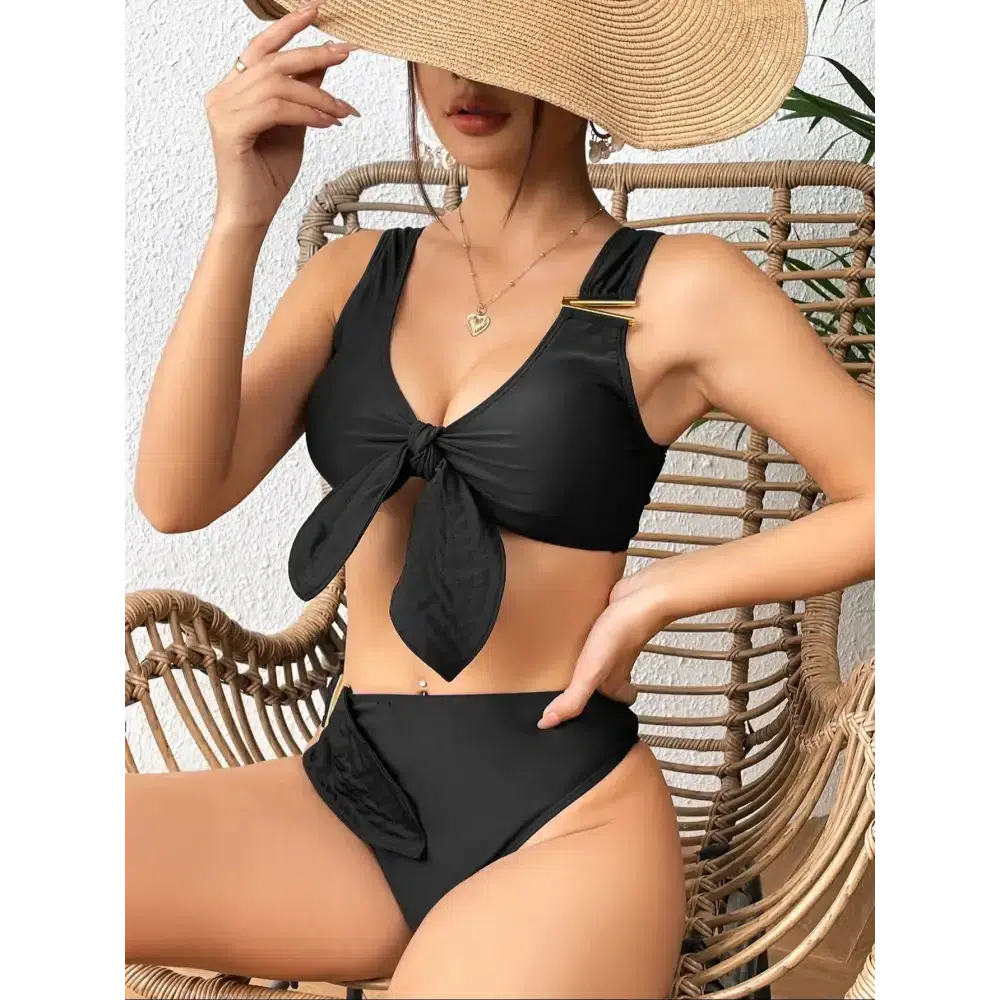Push-Up Padded Bra Ruffles Bandage Bikini Set