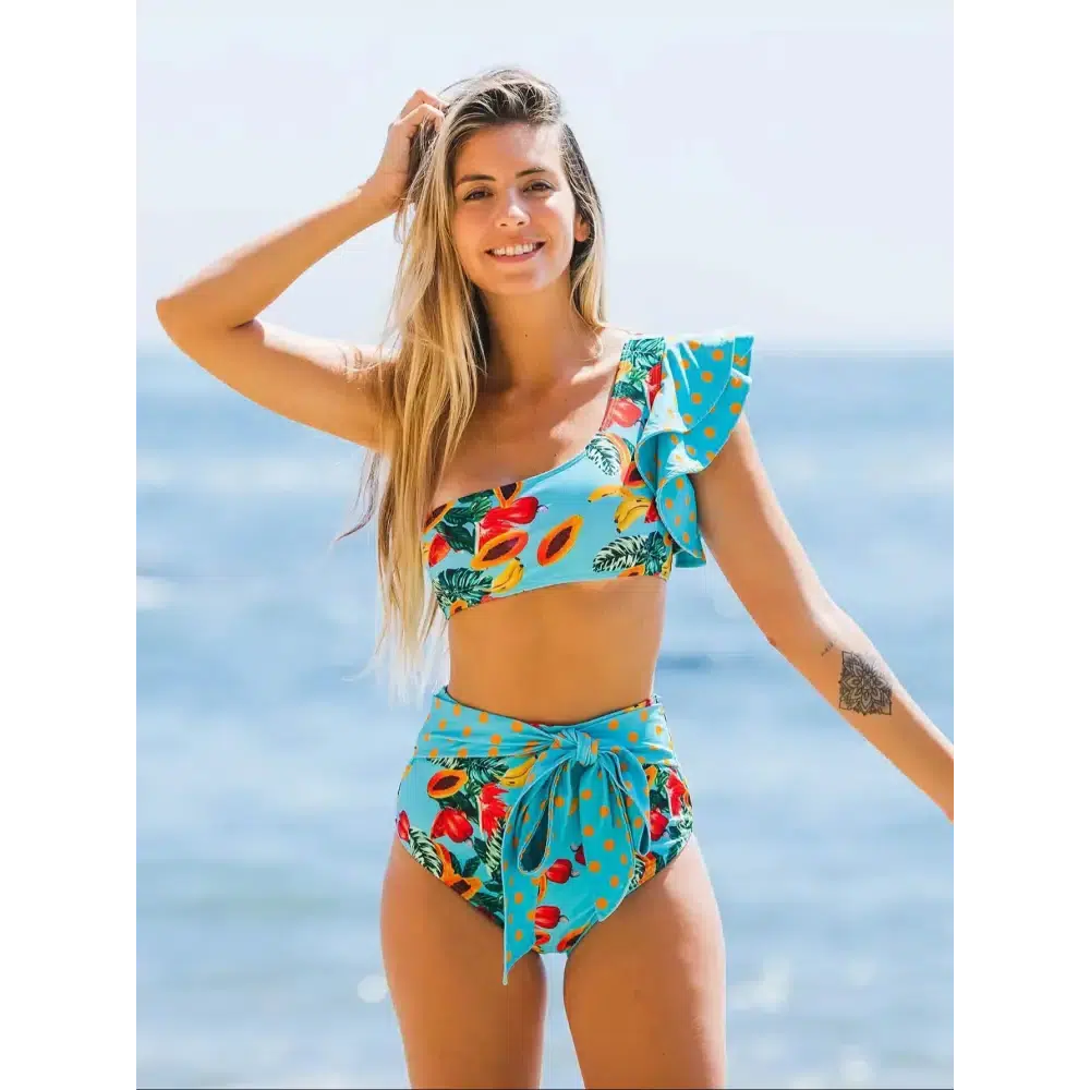 Push-Up Padded Bra Ruffles Bandage Bikini Set