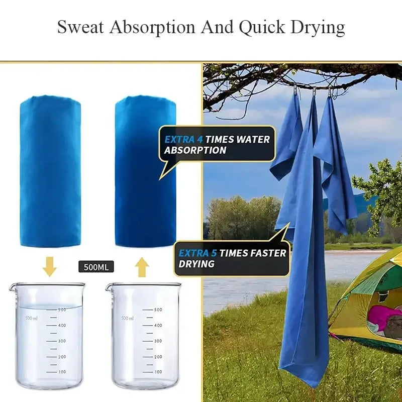 Quick-Drying Portable Beach Sports Towel 40x80/76x152CM - Swimming, Beach, Fitness, Camping