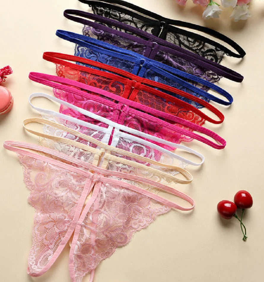 Sexy Lace-Up Open-Crotch Transparent Lingerie Set