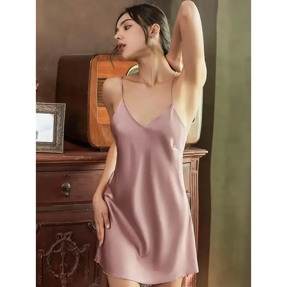 Satin Robe Set Sexy Women Sleepwear Casual Intimate Lingerie Faux Silk Nightdress Kimono Bathrobe Gown V-Neck Nightwear