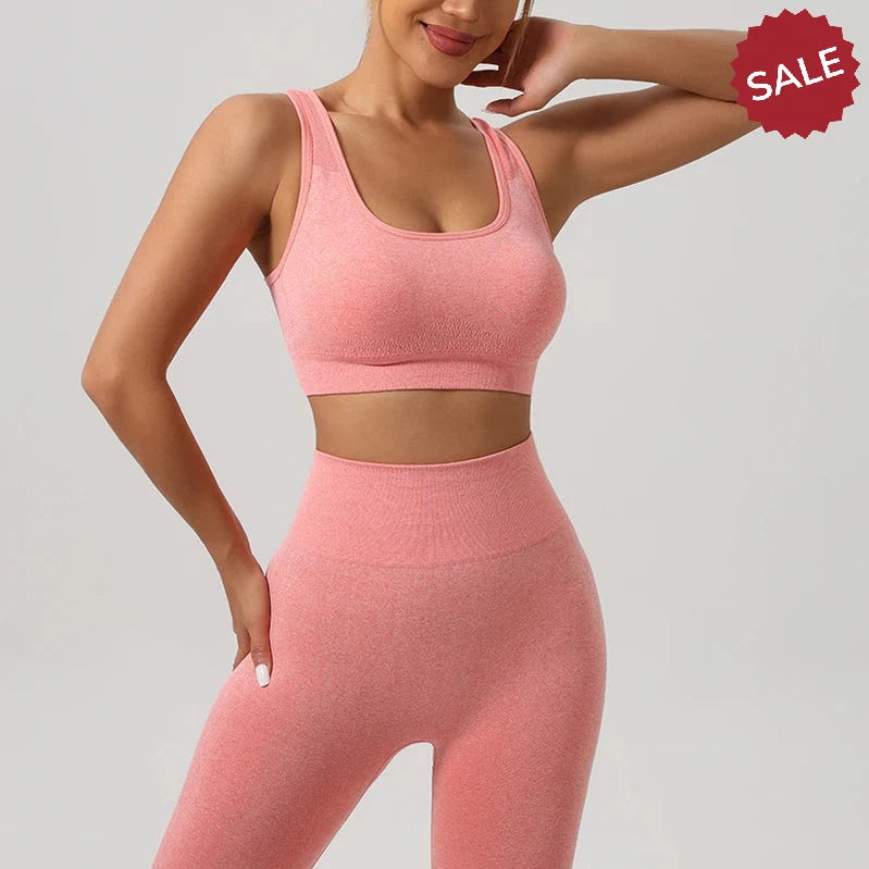 Seamless Knit Yoga Set - Women’s Beauty Back Bra & Hip-Lifting Leggings