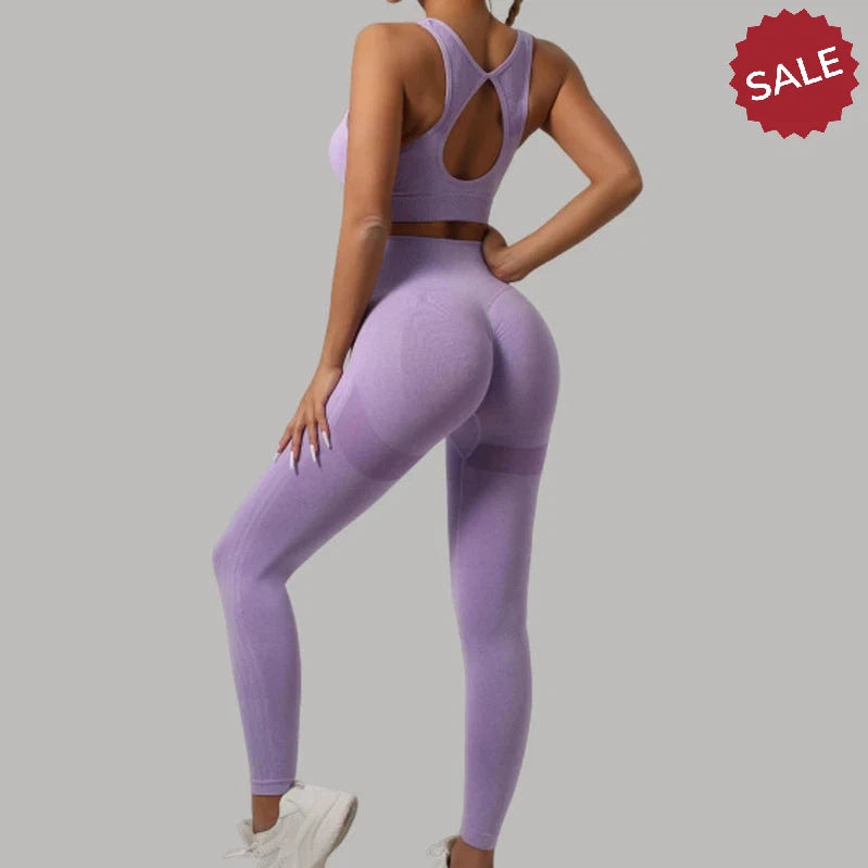 Seamless Knit Yoga Set - Women’s Beauty Back Bra & Hip-Lifting Leggings