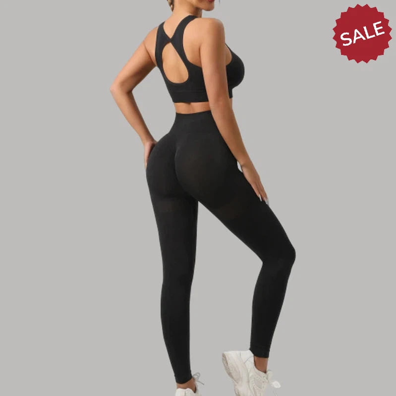 Seamless Knit Yoga Set - Women’s Beauty Back Bra & Hip-Lifting Leggings