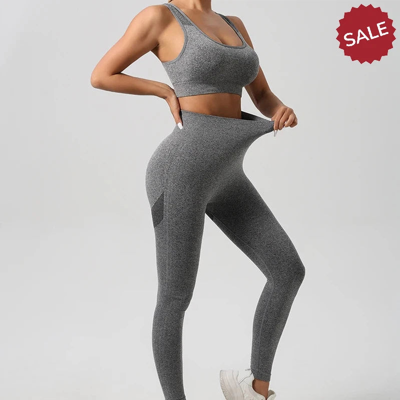 Seamless Knit Yoga Set - Women’s Beauty Back Bra & Hip-Lifting Leggings