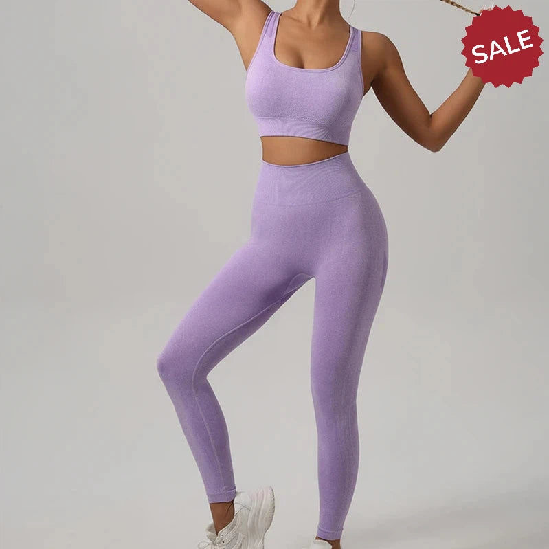 Seamless Knit Yoga Set - Women’s Beauty Back Bra & Hip-Lifting Leggings