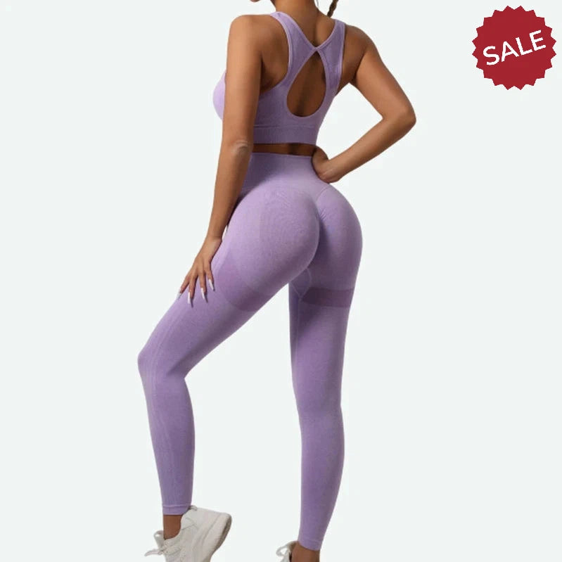 Seamless Knit Yoga Set - Women’s Beauty Back Bra & Hip-Lifting Leggings