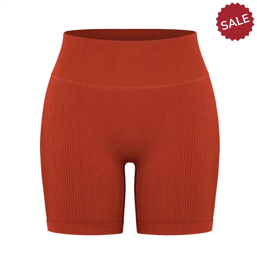 Seamless Ribbed High-Waist Yoga Shorts