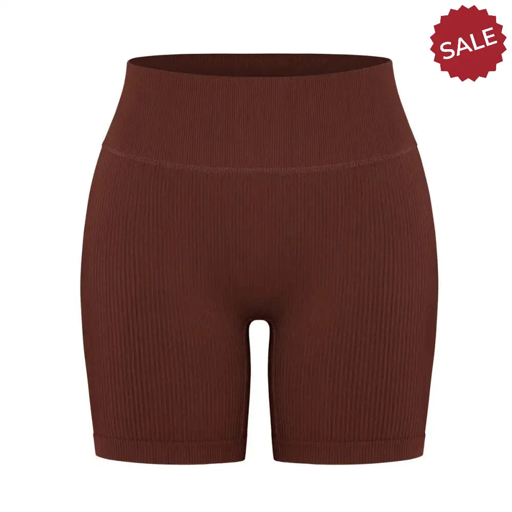 Seamless Ribbed High-Waist Yoga Shorts