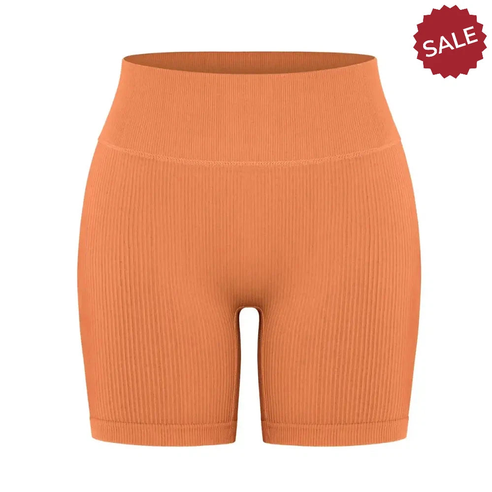Seamless Ribbed High-Waist Yoga Shorts