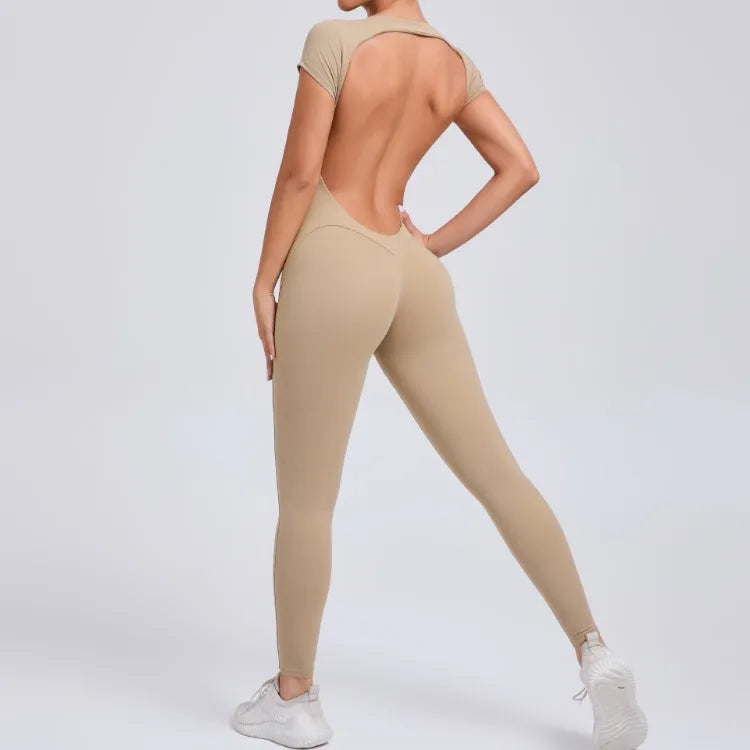 Seamless Yoga Jumpsuit - Backless One-Piece for Women