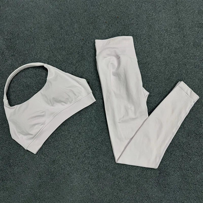 Seamless Yoga Set - Cropped Top & High-Waist Leggings