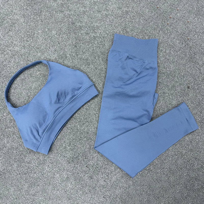 Seamless Yoga Set - Cropped Top & High-Waist Leggings