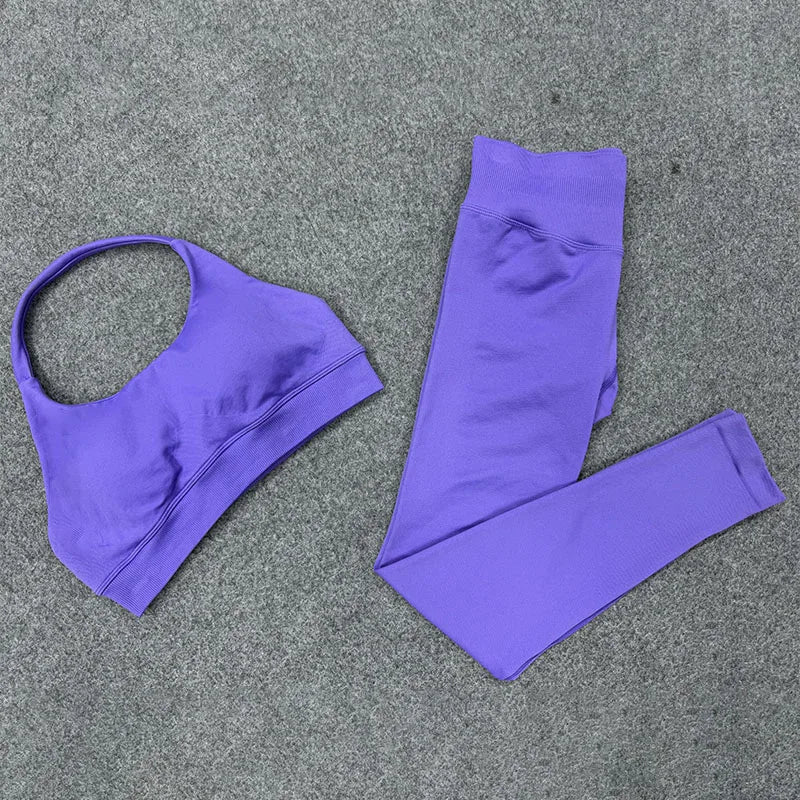 Seamless Yoga Set - Cropped Top & High-Waist Leggings