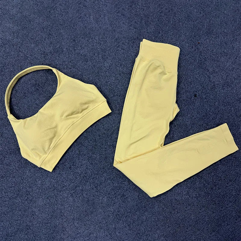 Seamless Yoga Set - Cropped Top & High-Waist Leggings