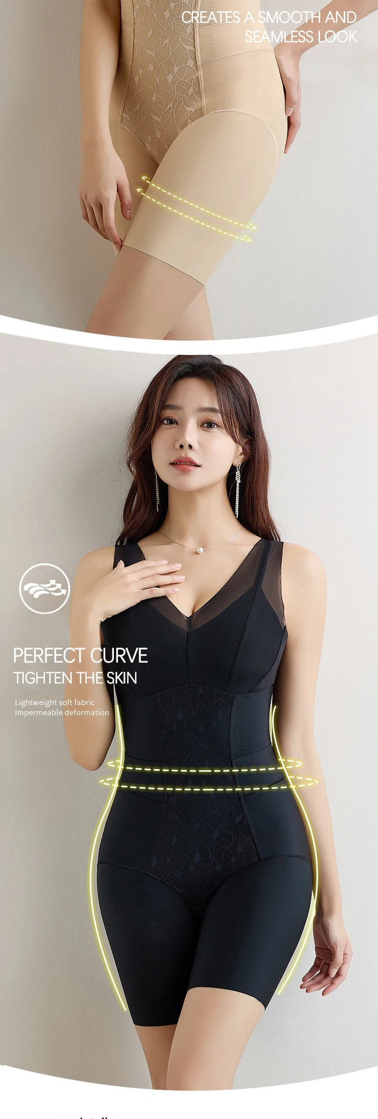 Sexy Deep V-Neck One-Piece Bodysuit – Padded Push-Up Lingerie