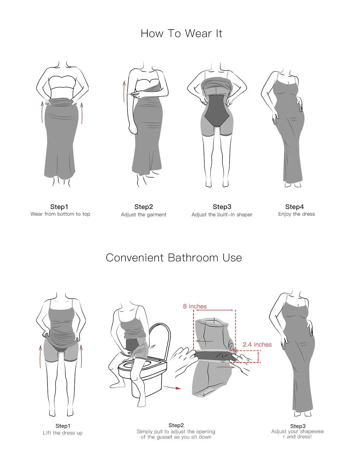 Shapewear Bodycon Maxi Dress with Built-In 8-in-1 Shaper