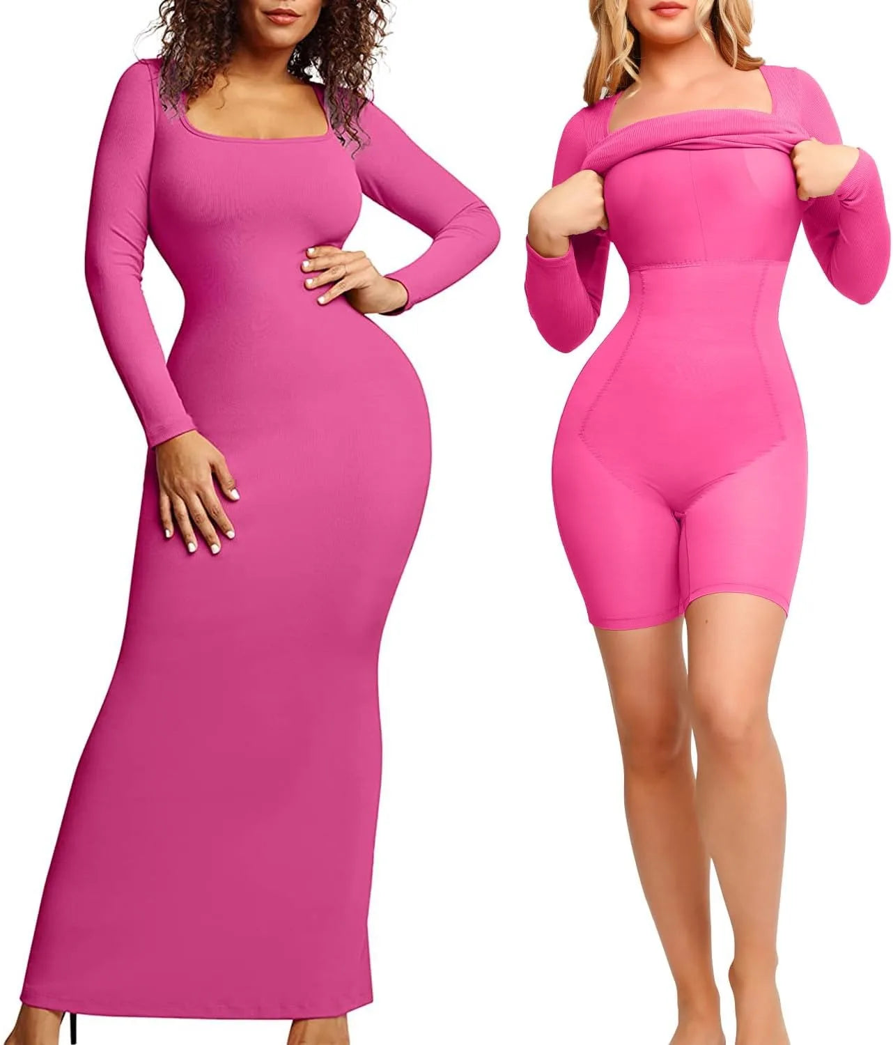 Shapewear Bodycon Maxi Dress with Built-In 8-in-1 Shaper