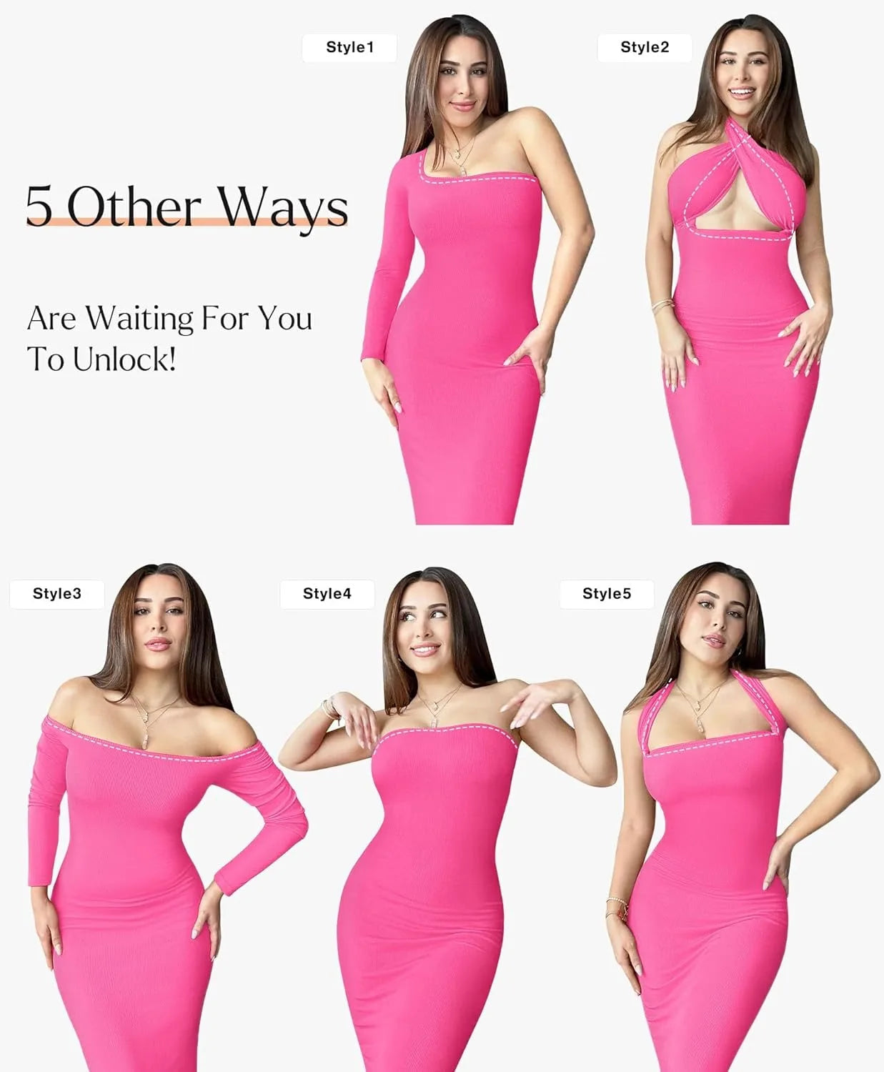 Shapewear Bodycon Maxi Dress with Built-In 8-in-1 Shaper