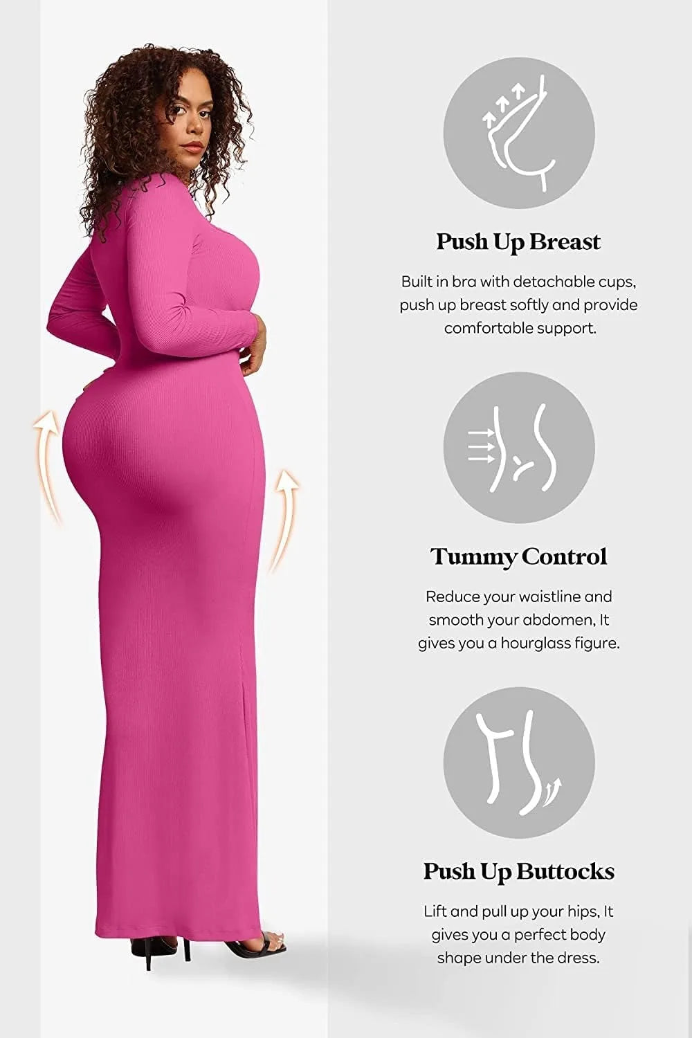 Shapewear Bodycon Maxi Dress with Built-In 8-in-1 Shaper