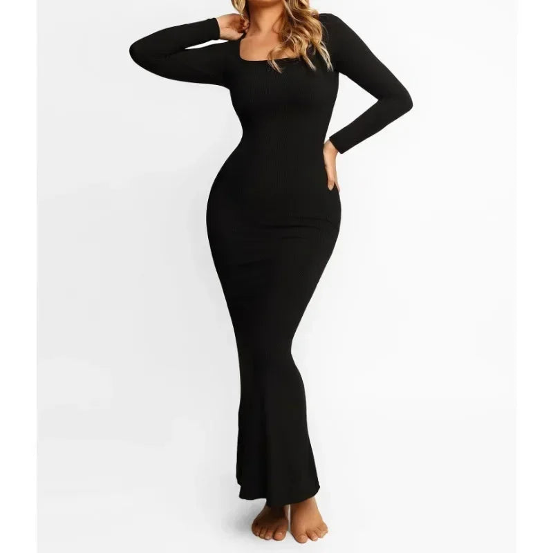 Shapewear Bodycon Maxi Dress with Built-In 8-in-1 Shaper