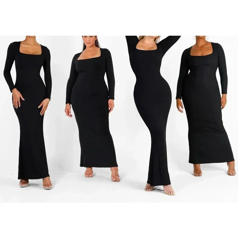 Shapewear Bodycon Maxi Dress with Built-In 8-in-1 Shaper
