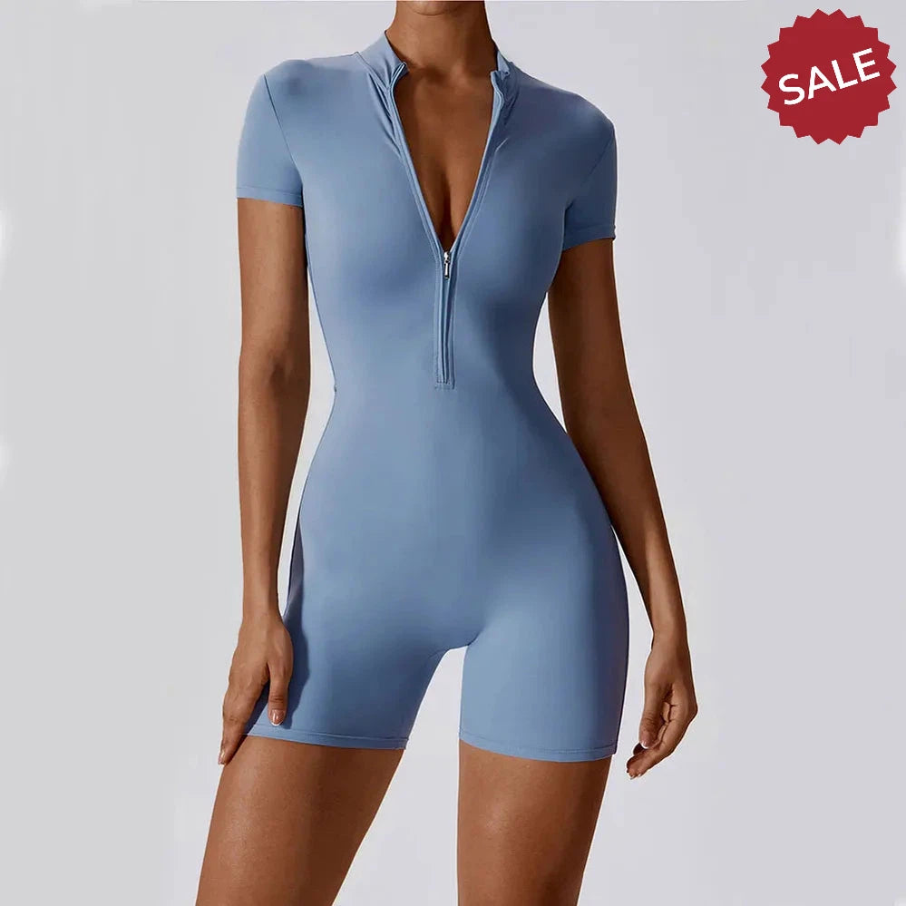 Short Sleeve Yoga Jumpsuit - Summer Sports Bodysuit for Women