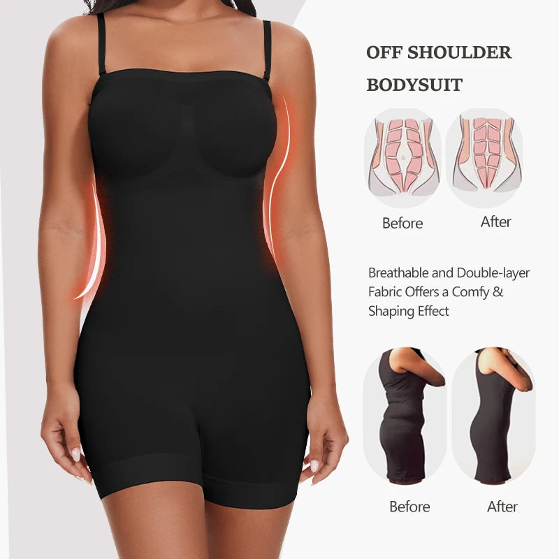 Strapless Off-Shoulder Bustier Bodysuit – Tummy Control Shapewear