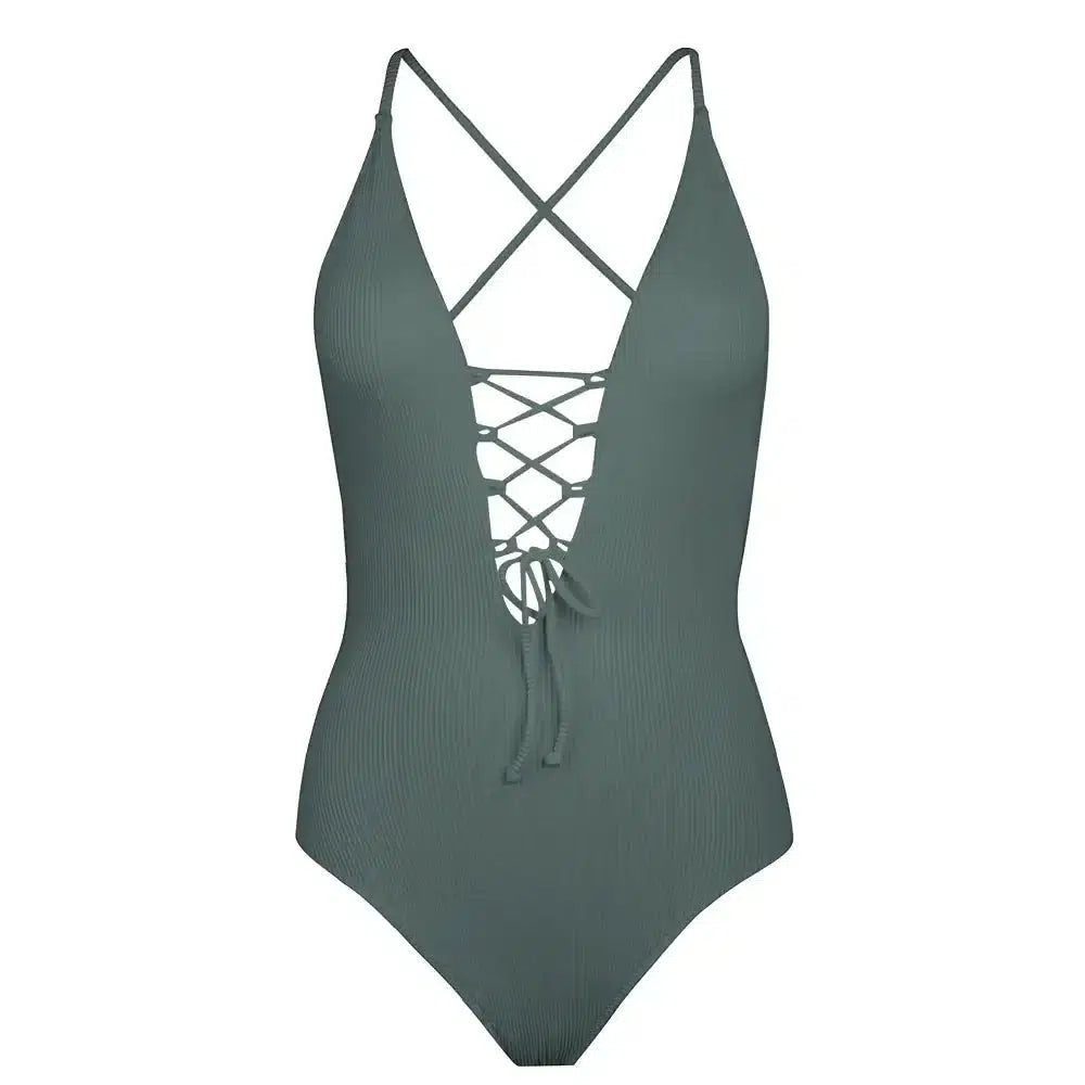 Sultry Backless V-Neck Swimsuit