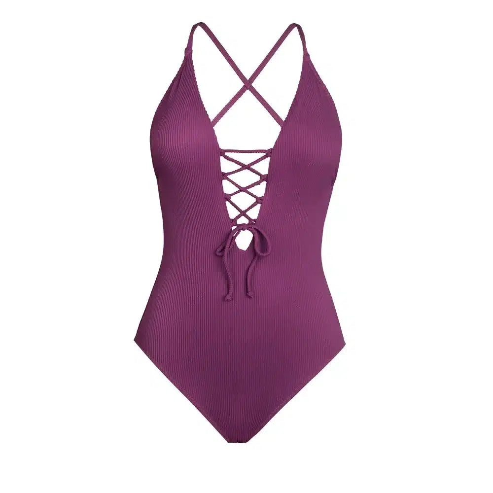 Sultry Backless V-Neck Swimsuit
