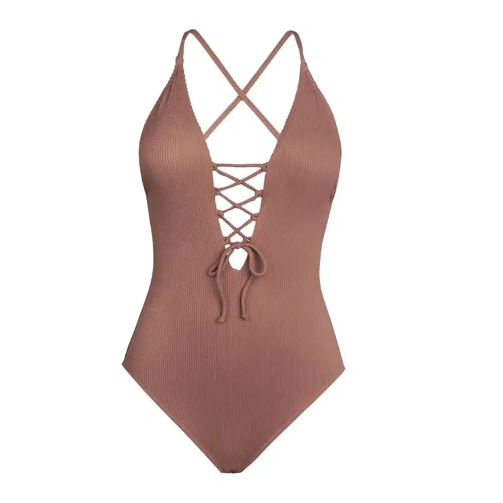 Sultry Backless V-Neck Swimsuit