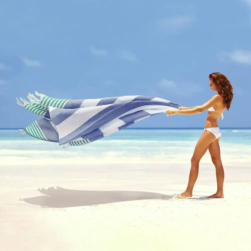 Turkish Style Beach Towel 39x71 Inch - Quick Dry, Sand Free, Oversized, Beach, Pool, Gym"