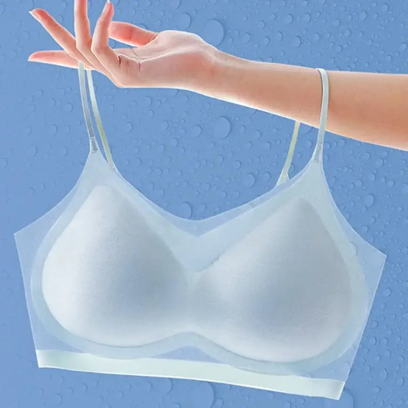 Ultra-thin Ice Silk Padded Seamless Bra - Women’s Wireless Vest Top Sleep Bra