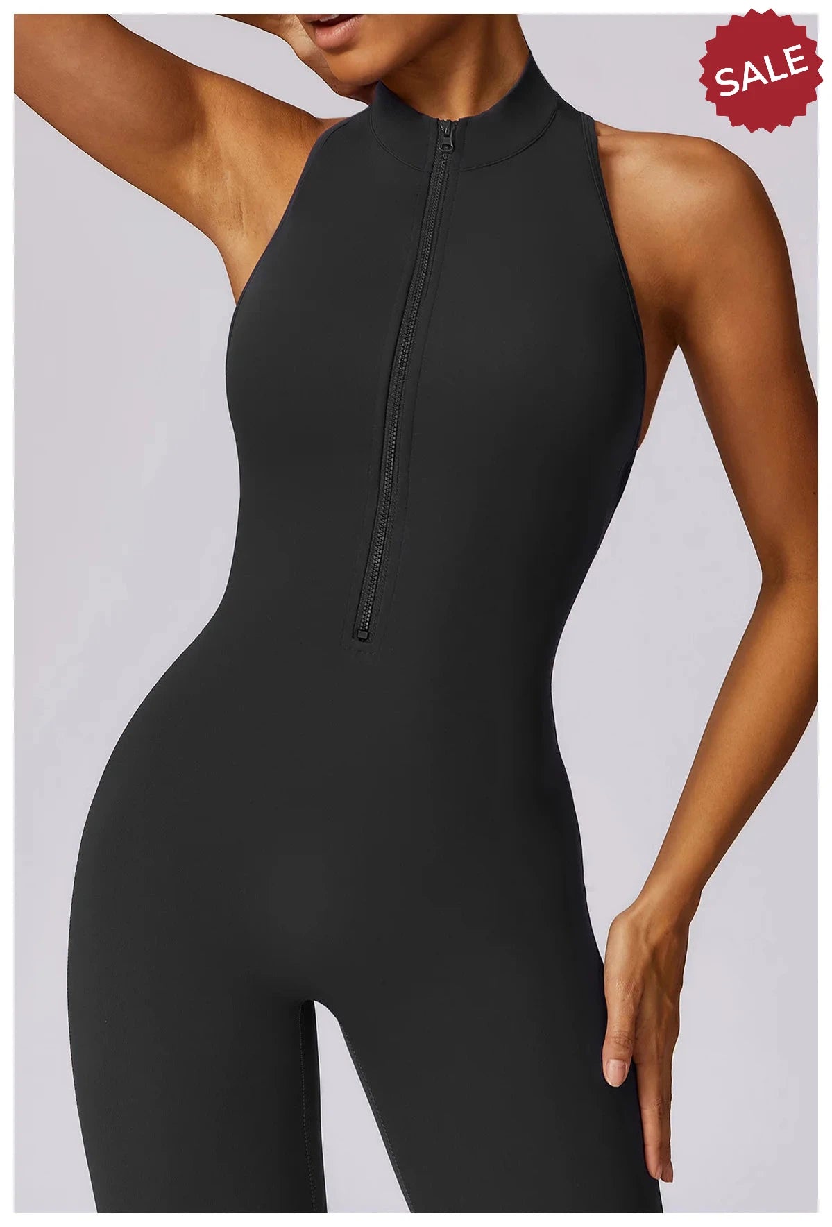 V-Back One-Piece Sports Jumpsuit - Women’s Backless Workout Bodysuit