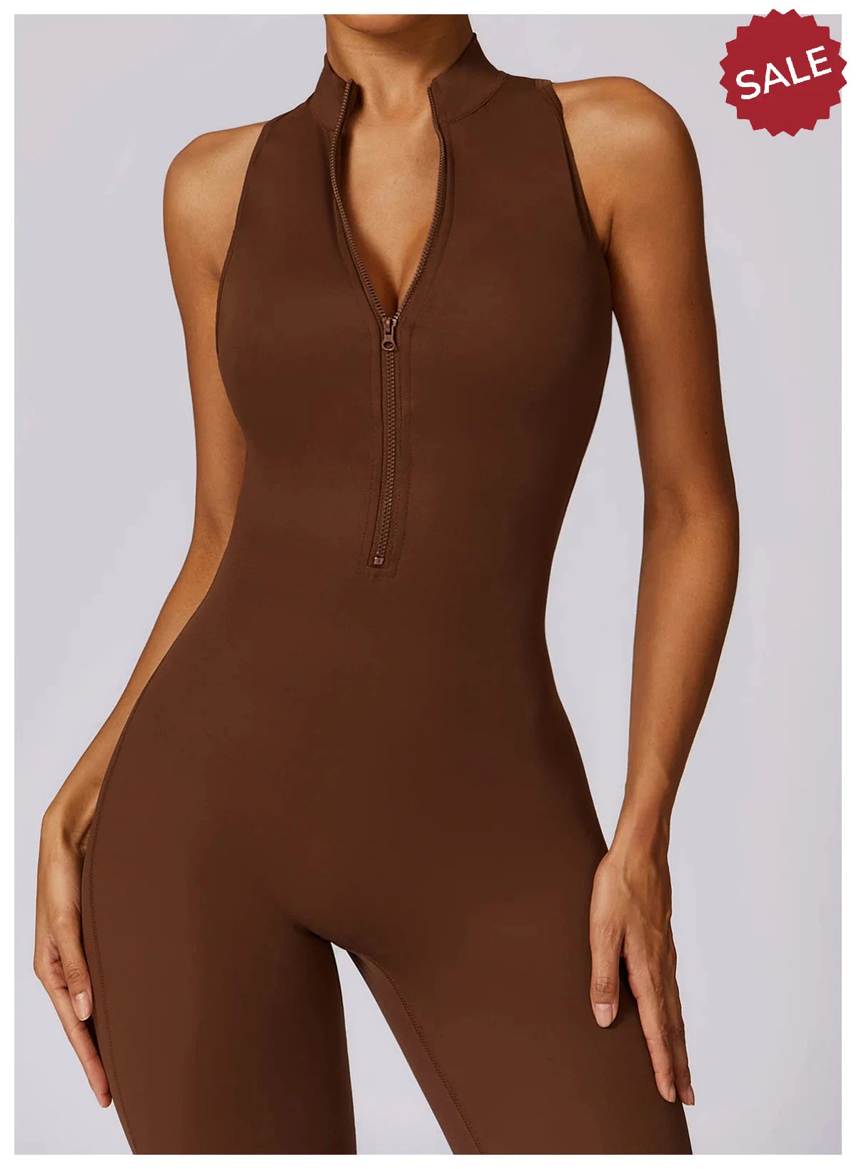 V-Back One-Piece Sports Jumpsuit - Women’s Backless Workout Bodysuit