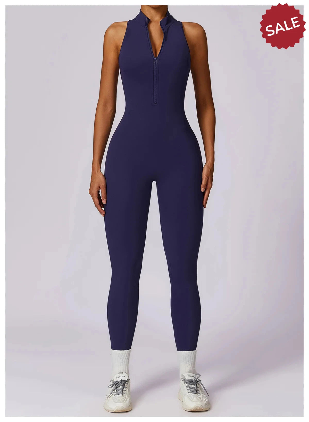 V-Back One-Piece Sports Jumpsuit - Women’s Backless Workout Bodysuit